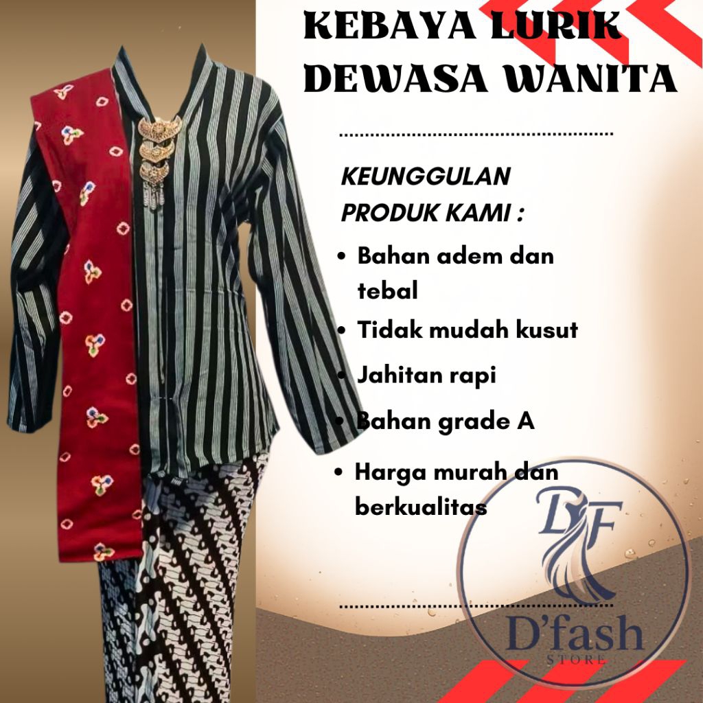 ATASAN KEBAYA LURIK KUTUBARU LENGAN PANJANG DEWASA WANITA | BAJU ADAT JAWA WANITA
