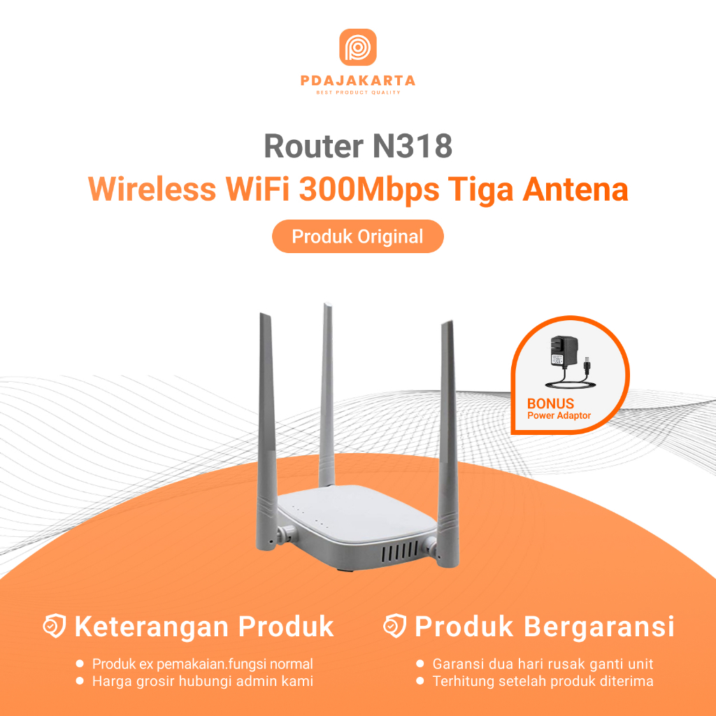 Router Tenda N318 Wiresless WiFi 300Mbps 3 Antena | Router Bekas Original Bonus Adaptor