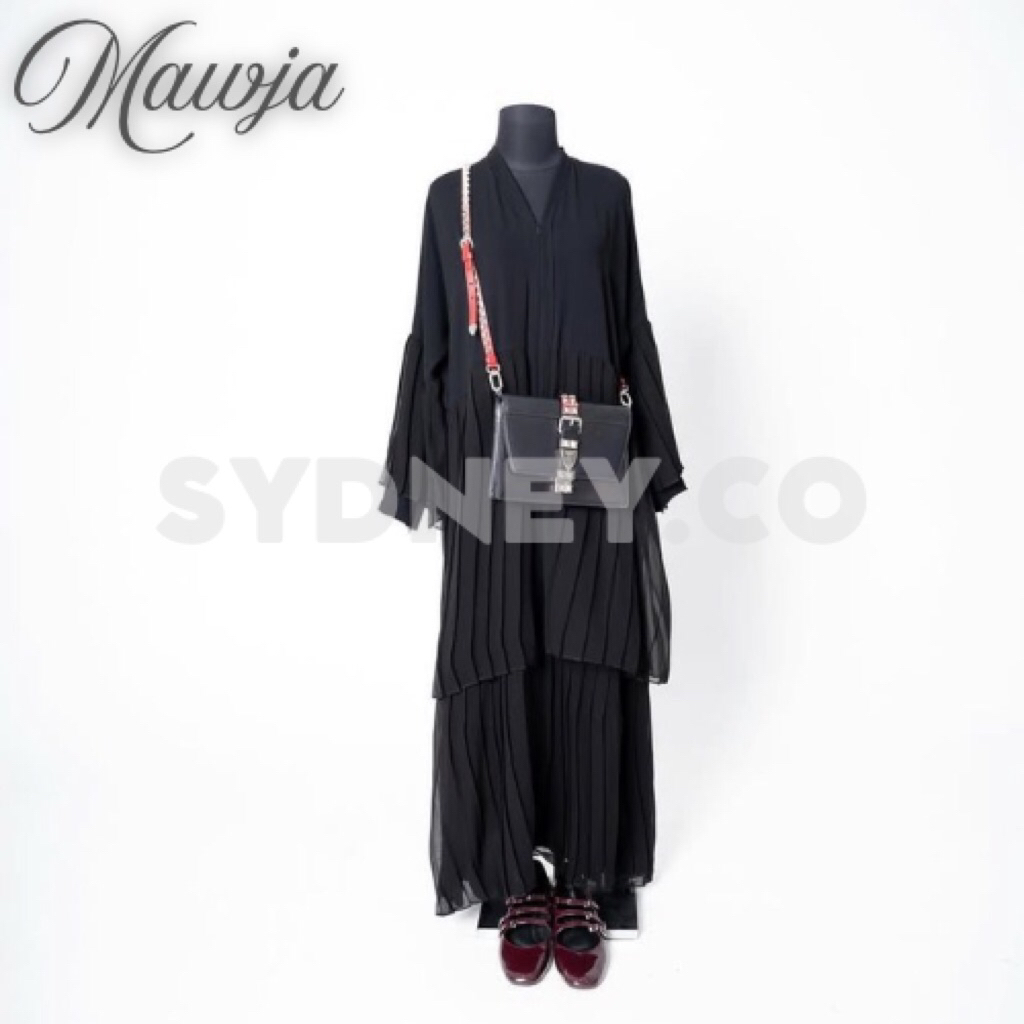 aljenna.id NWT - Mawja abaya • fuse dan french khimar arabian jetblack premium