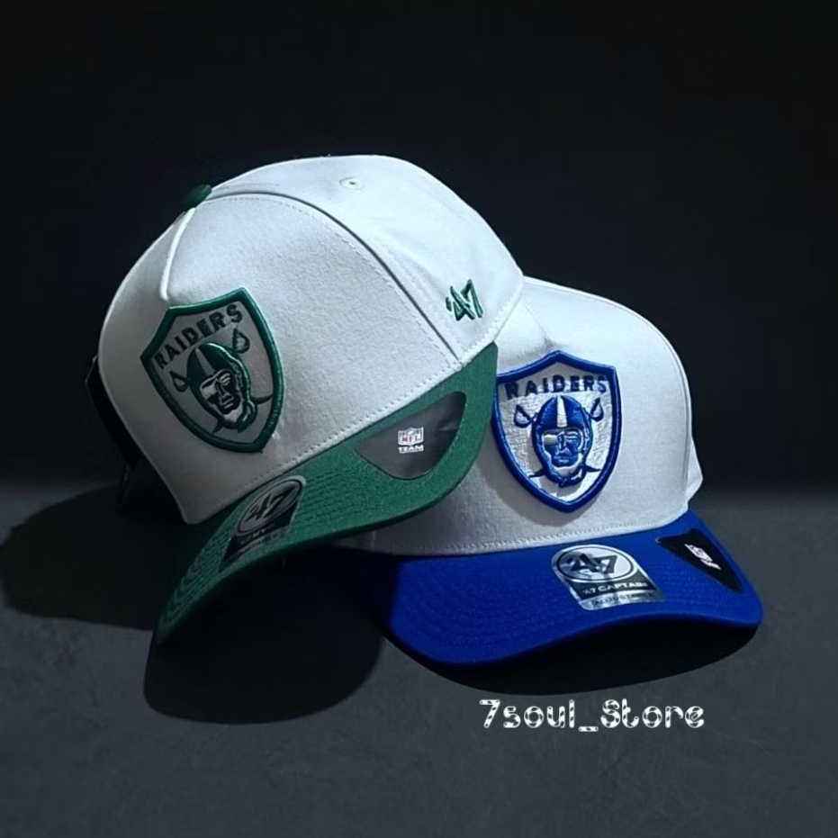 Topi Lasvegas Bordir Raiders Kombinasi Biru Hijau Full Tag NFL High Premium Quality