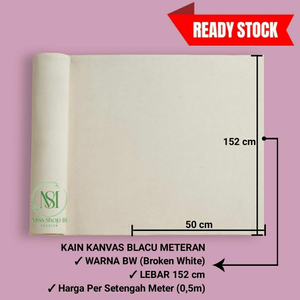 KAIN KANVAS BLACU METERAN LEBAR 152 cm KAIN KANVAS LUKIS BAHAN TOTE BAG