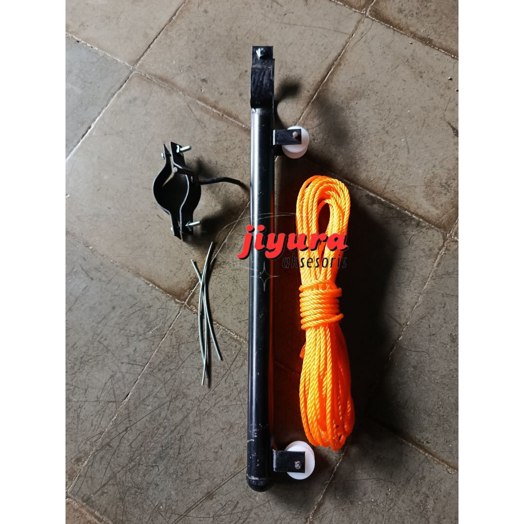 satu paket kerekan sangkar burung besi pipa roda nilon katrol kandang burung besi pipa