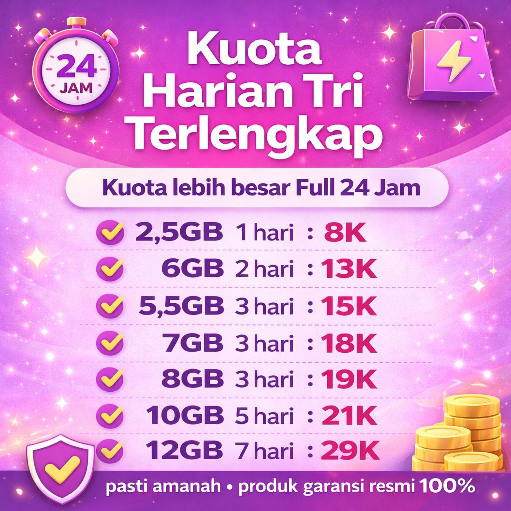 Extra Kouta Tri Full 24jam Harian Lengkap