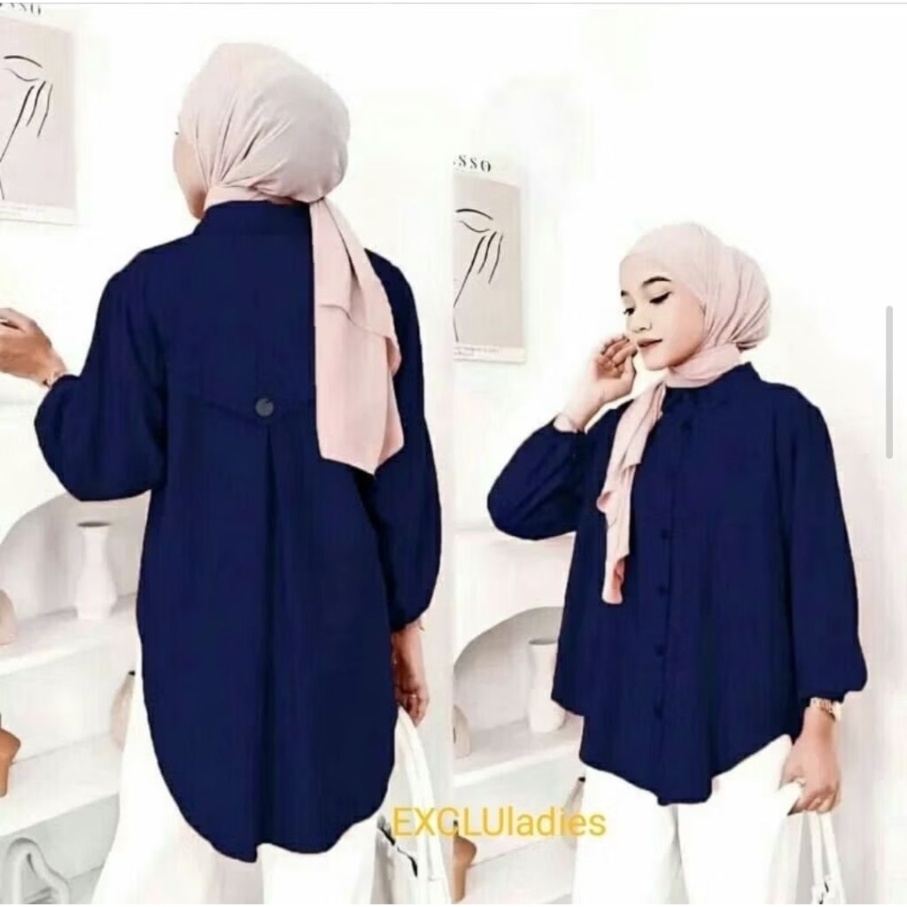 kemeja wanita polos kemeja tangan karet kemeja busui kemeja kekinian blouse tangan karet blouse busu