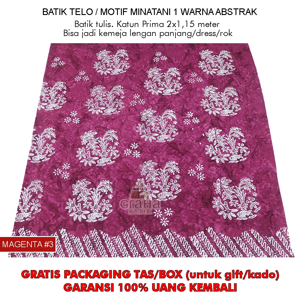 KAIN BATIK BAKARAN PATI MOTIF MINA TANI MINATANI TELA TELO KETELA 1 WARNA ABSTRAK