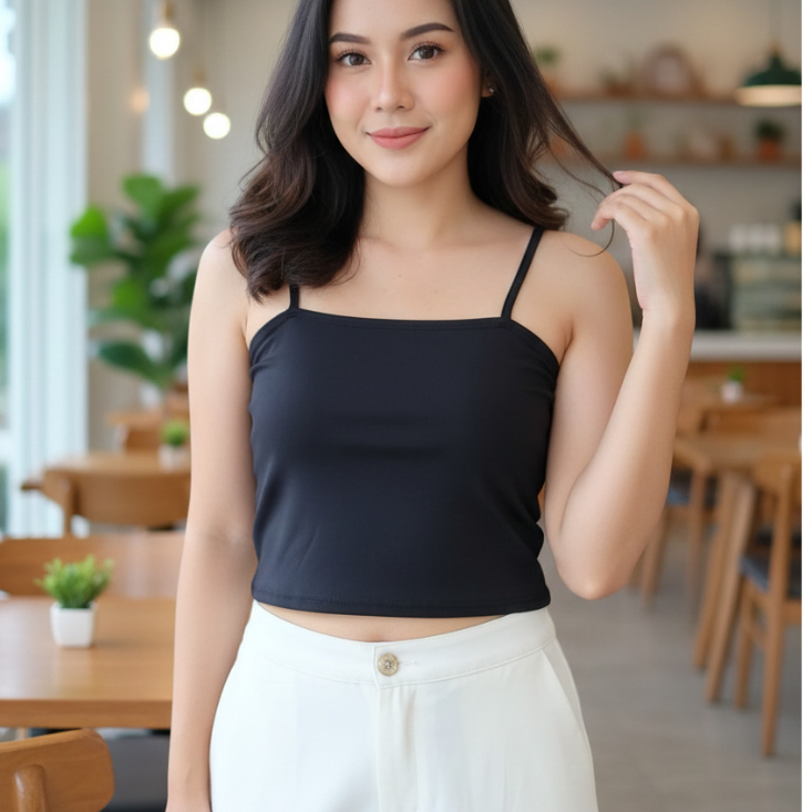 (COD) TankTop Spagetti | Tanktop Polos Tali Spaghetti Square Crop | Tanktop Wanita / Jersey Premium