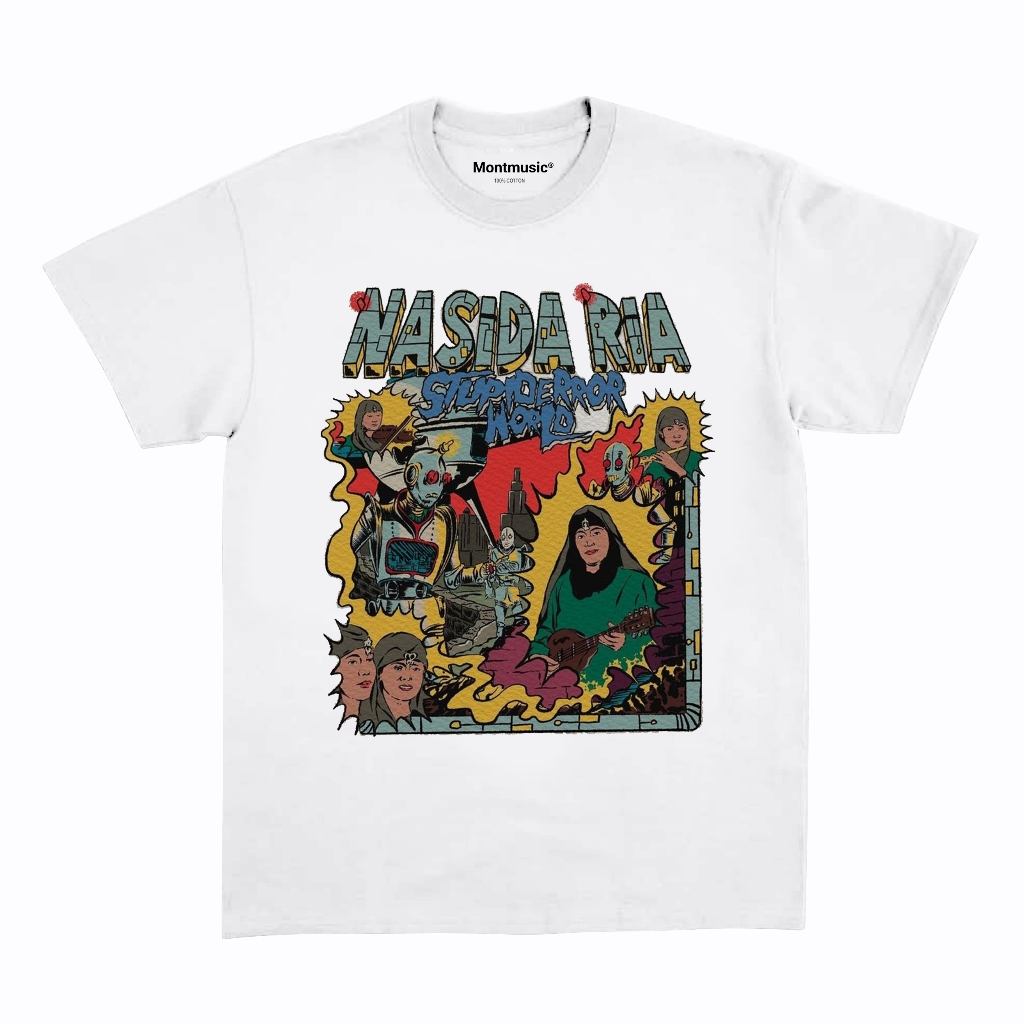 Kaos Nasida Ria Stupid Error World White Tshirt Nasida Ria Cotton Combed