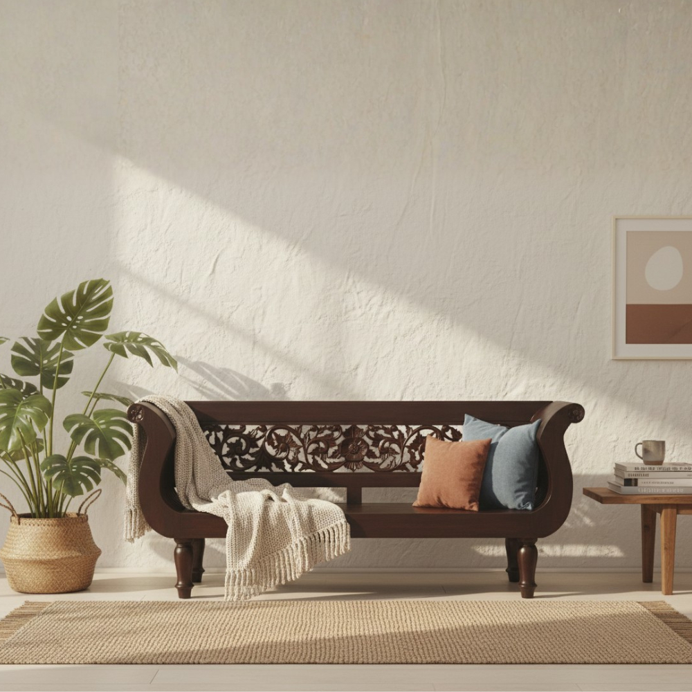 Bangku Madura Seat 3 dudukan Jati Jepara, Bale Bale Jati