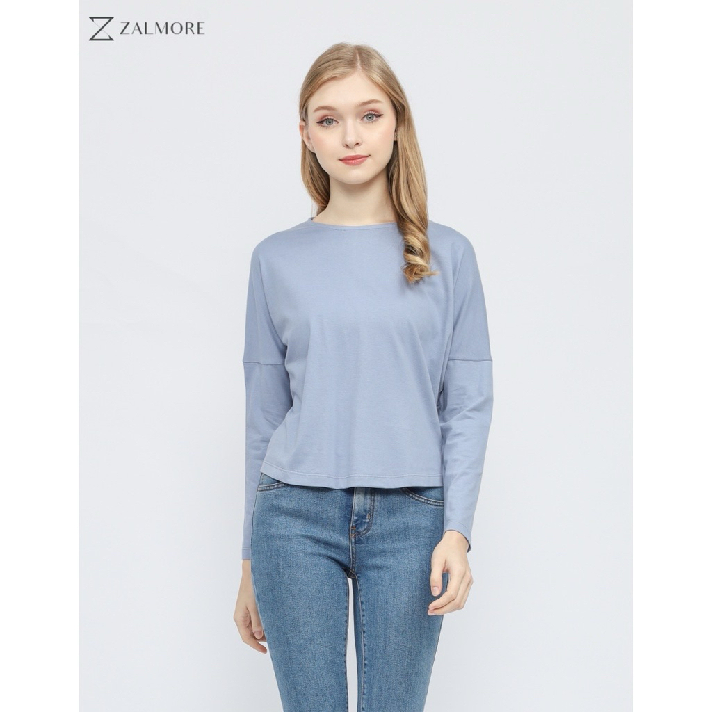 Zalmore Longsleeve Loose Tee Premium Cotton-Kaos Lengan Panjang Wanita