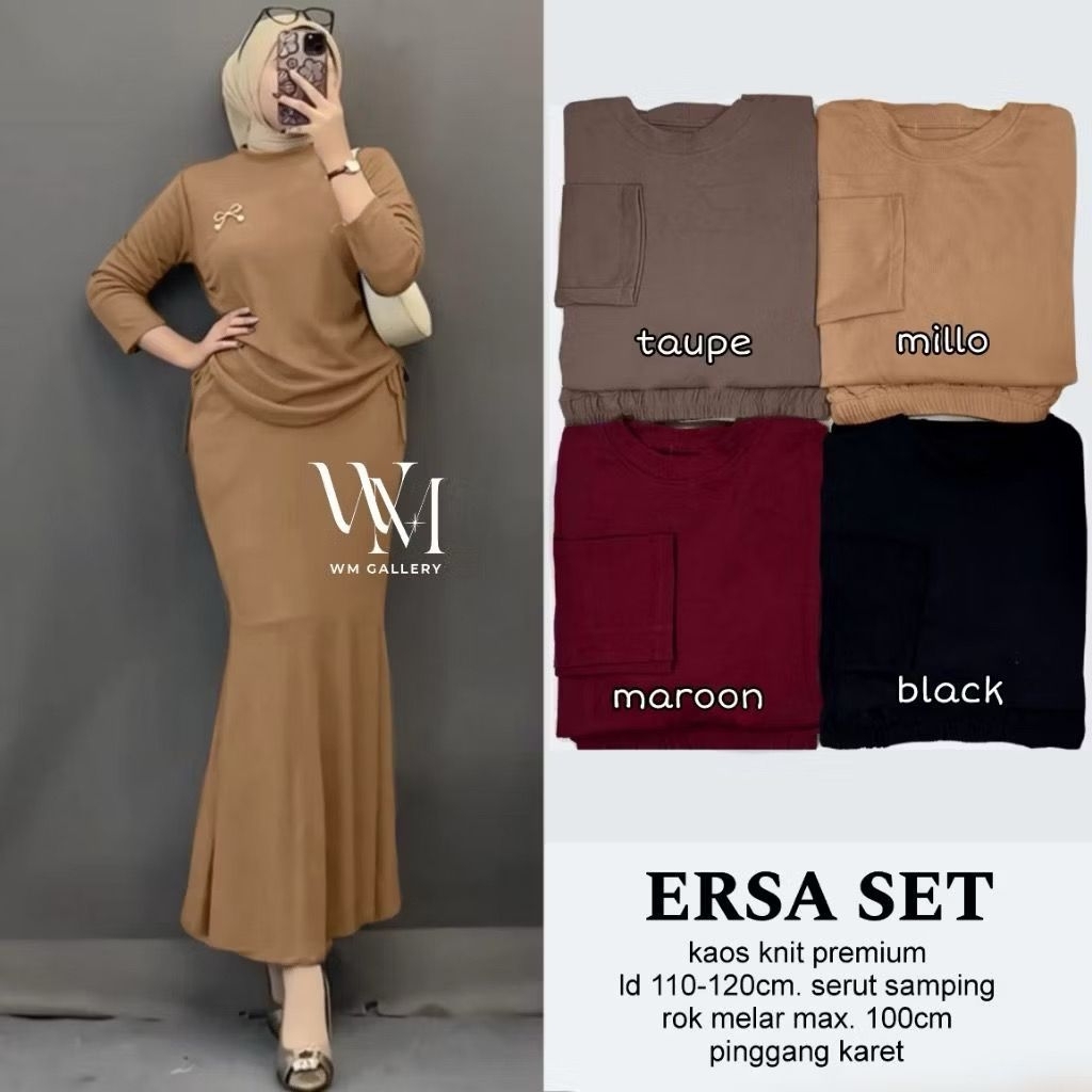 one set /set rok duyung/ set rok /set rok dan atasan rajut