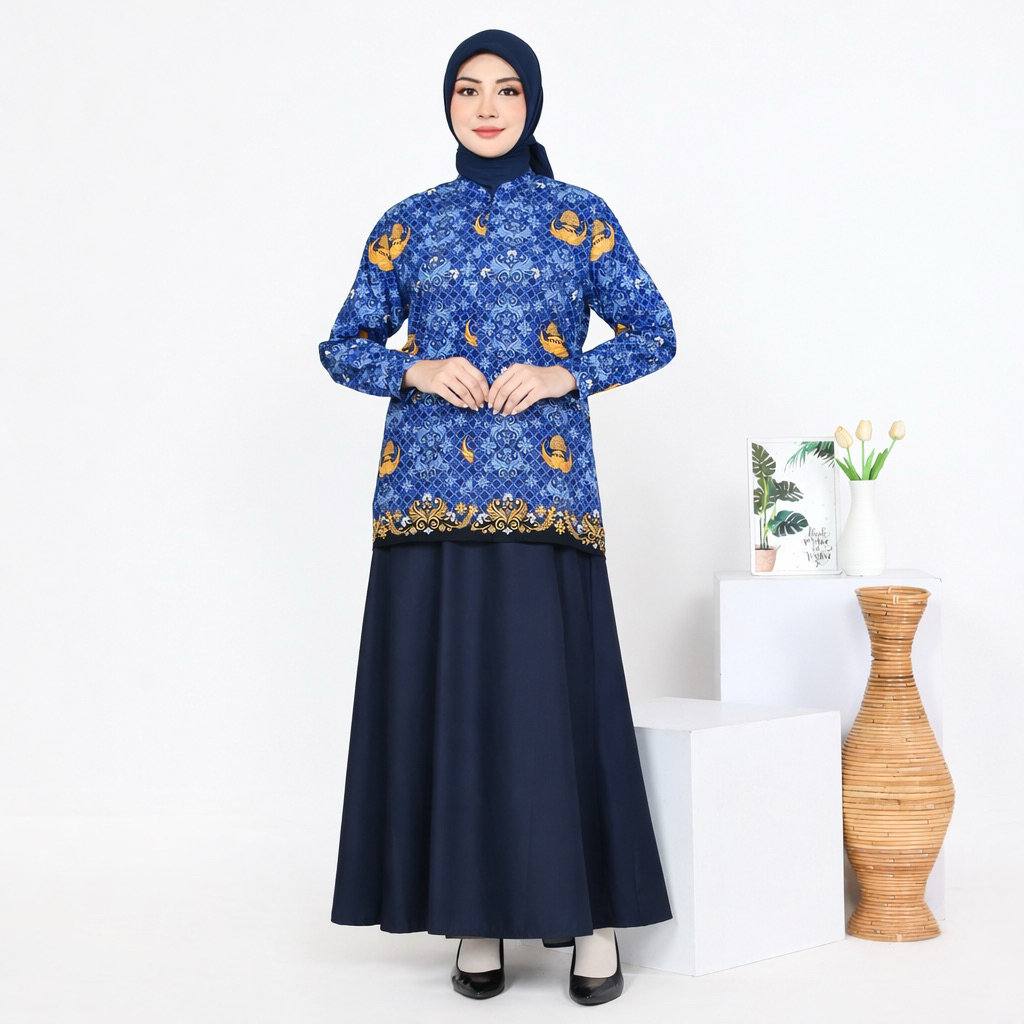 YNOR - Gamis Batik Korpri Wanita Terbaru 2025 Seragam Korpri Modern