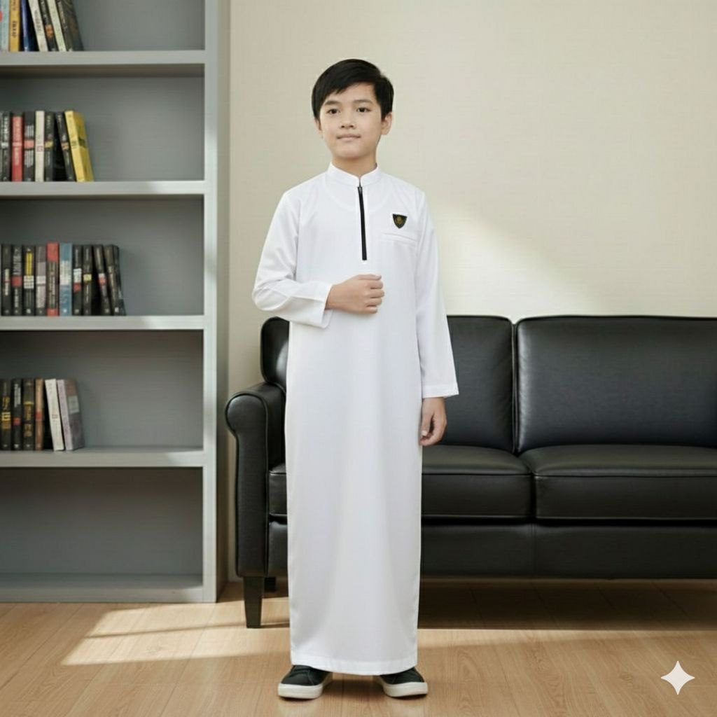 N00N - Koko gamis - Jubah anak laki laki 8-17 tahun  putih premium- Gamis anak laki laki bahan Katun