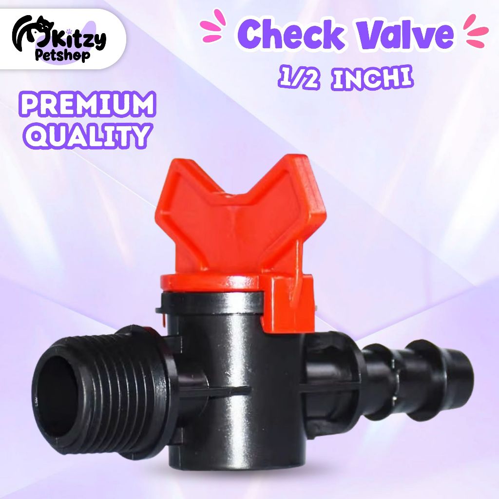 Check Valve 16mm Mini Krans Air Pipa PVC Drat Luar 1/2" ke Selang PE 13/16mm KITZY