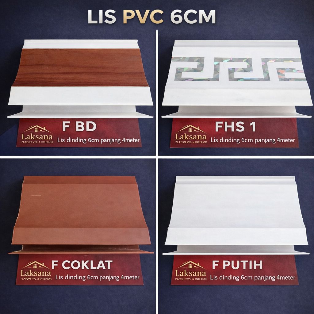 LIS PLAFON PVC 6CM PANJANG 4METER / LIS DINDING / LIS SAMPING / LIS  LIS PVC MINIMALIS / LIS PLAFON