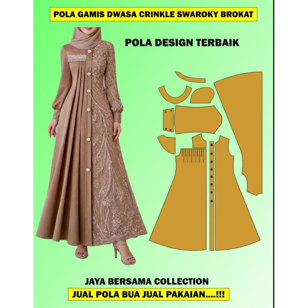 POLA GAMIS DEWASA CRINKLE SWAROKY BROKAT