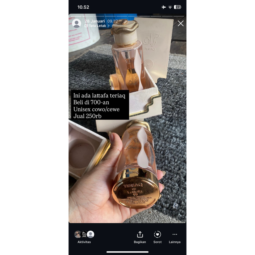 preloved parfum lattafa teriaq