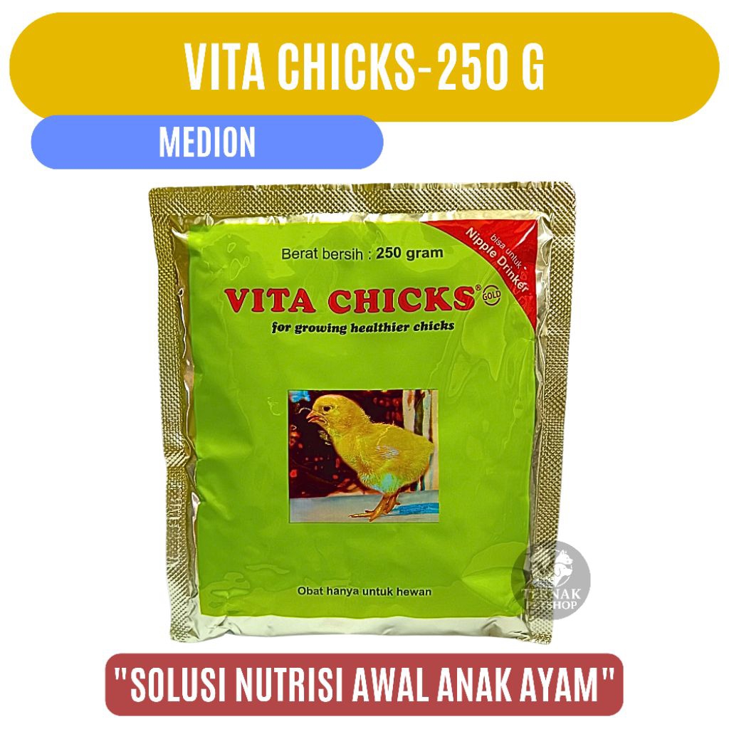 Vita Chicks 250 Gram MEDION | Multivitamin Anti Stress DOC Ayam Bebek Burung Unggas Layer Petelur | 