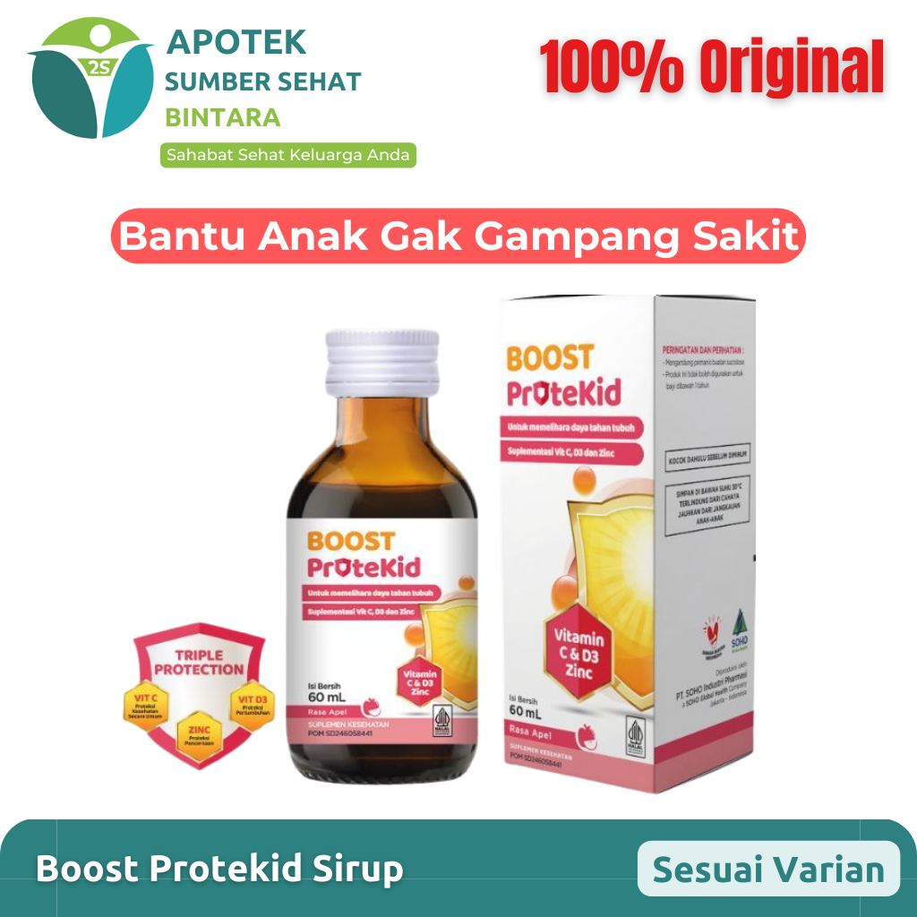 Boost Protekid Sirup 60 ml - Vitamin Daya Tahan Tubuh Anak (Vitamin C. Vitamin D, Zinc)