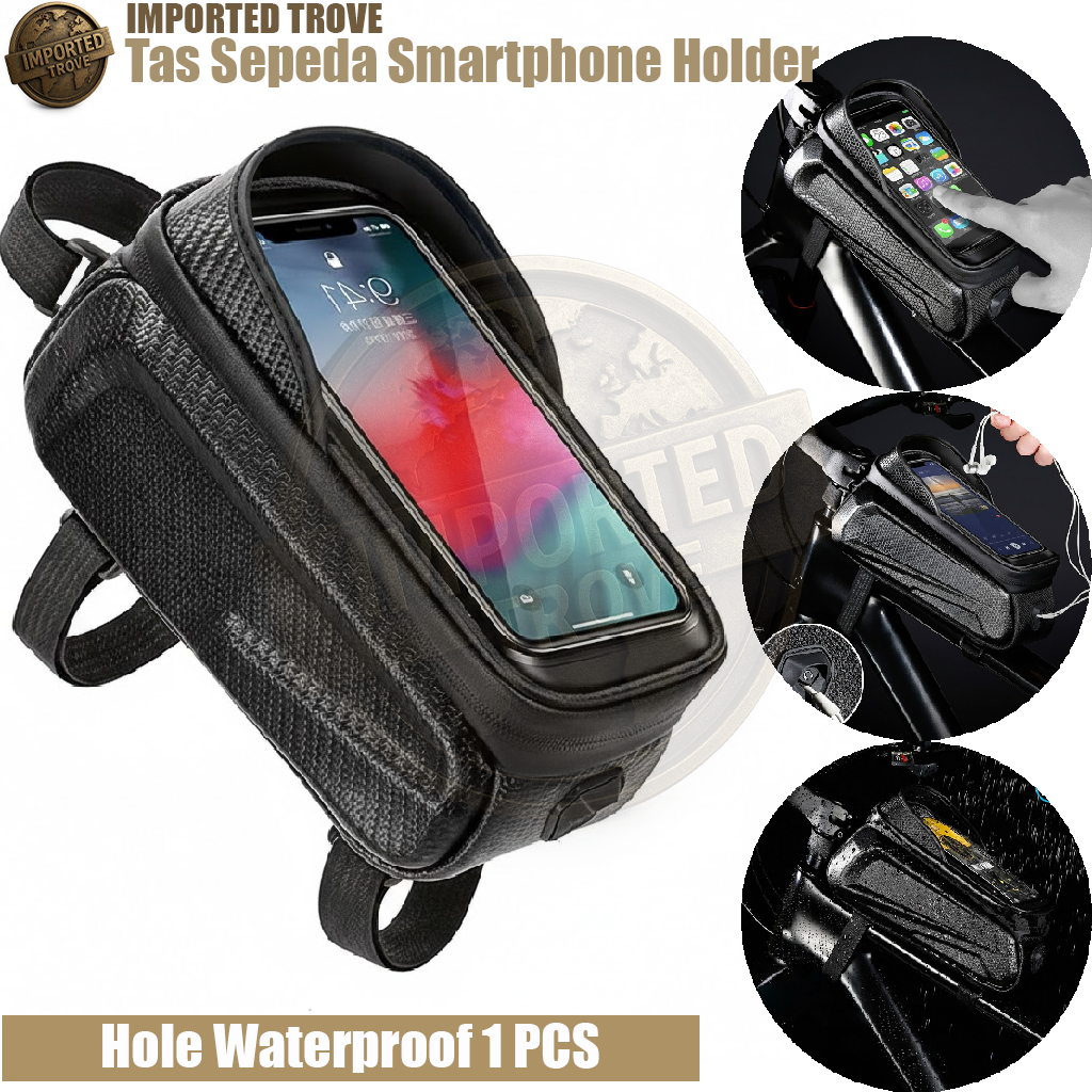 Tas Sepeda Frame Depan, Holder HP Sepeda Anti Air, Aksesoris Sepeda MTB Road Bike, Tas Tabung Sepeda