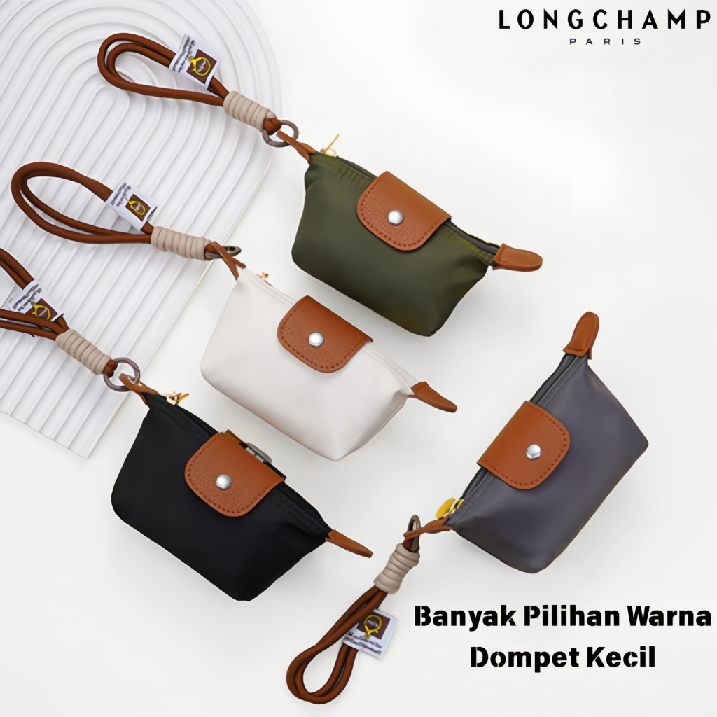 Longchamp Aksesoris Tas Dompet Mini Nilon Ringan Style INS, Tempat Simpan Lipstik & Headset