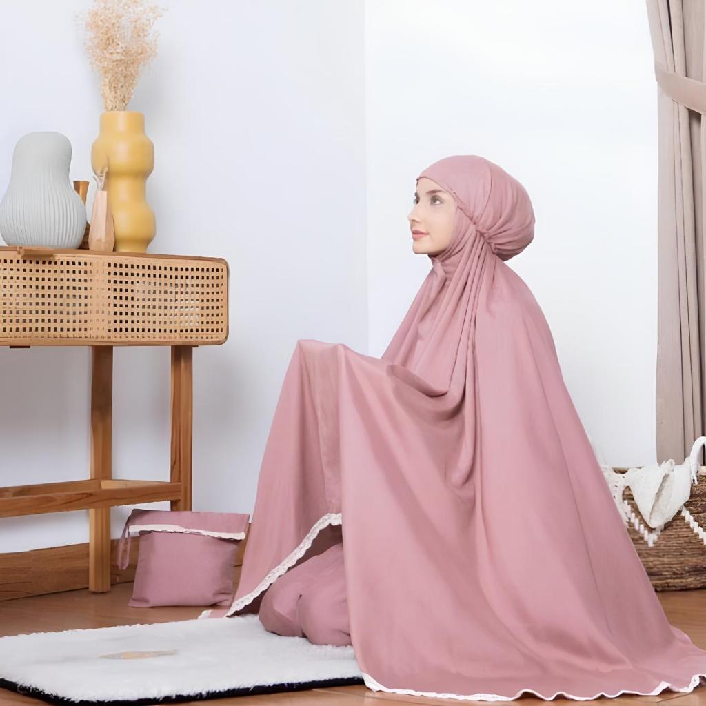 MUKENA POLOS DEWASA JUMBO BAHAN RAYON BALI / MUKENA DEWASA FIT TO XXL FREE TAS / MUKENA JUMBO KARET