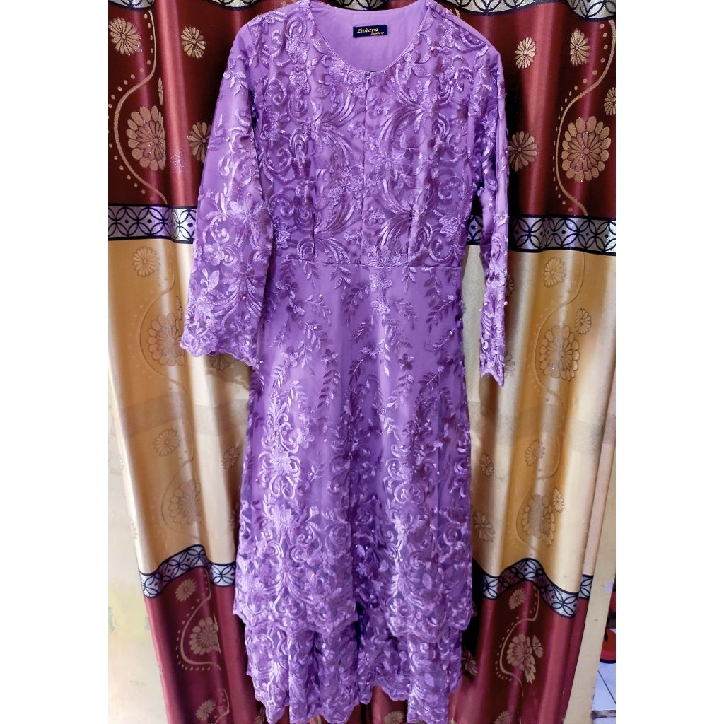 Gamis Katbor mewah warna ungu