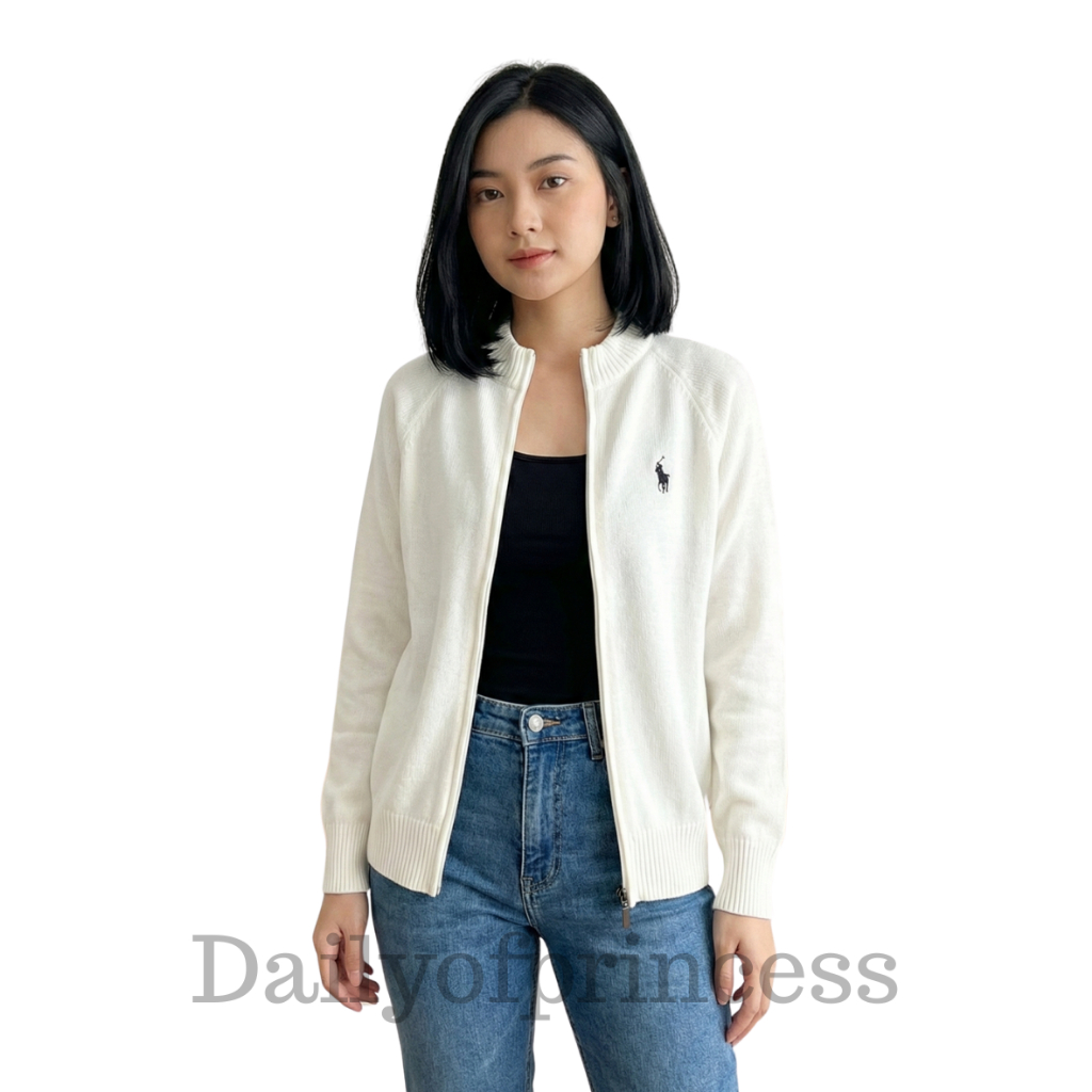 Dailyofprincess Nova Jaket Rajut Wanita Rajut Bordir Kuda Resleting