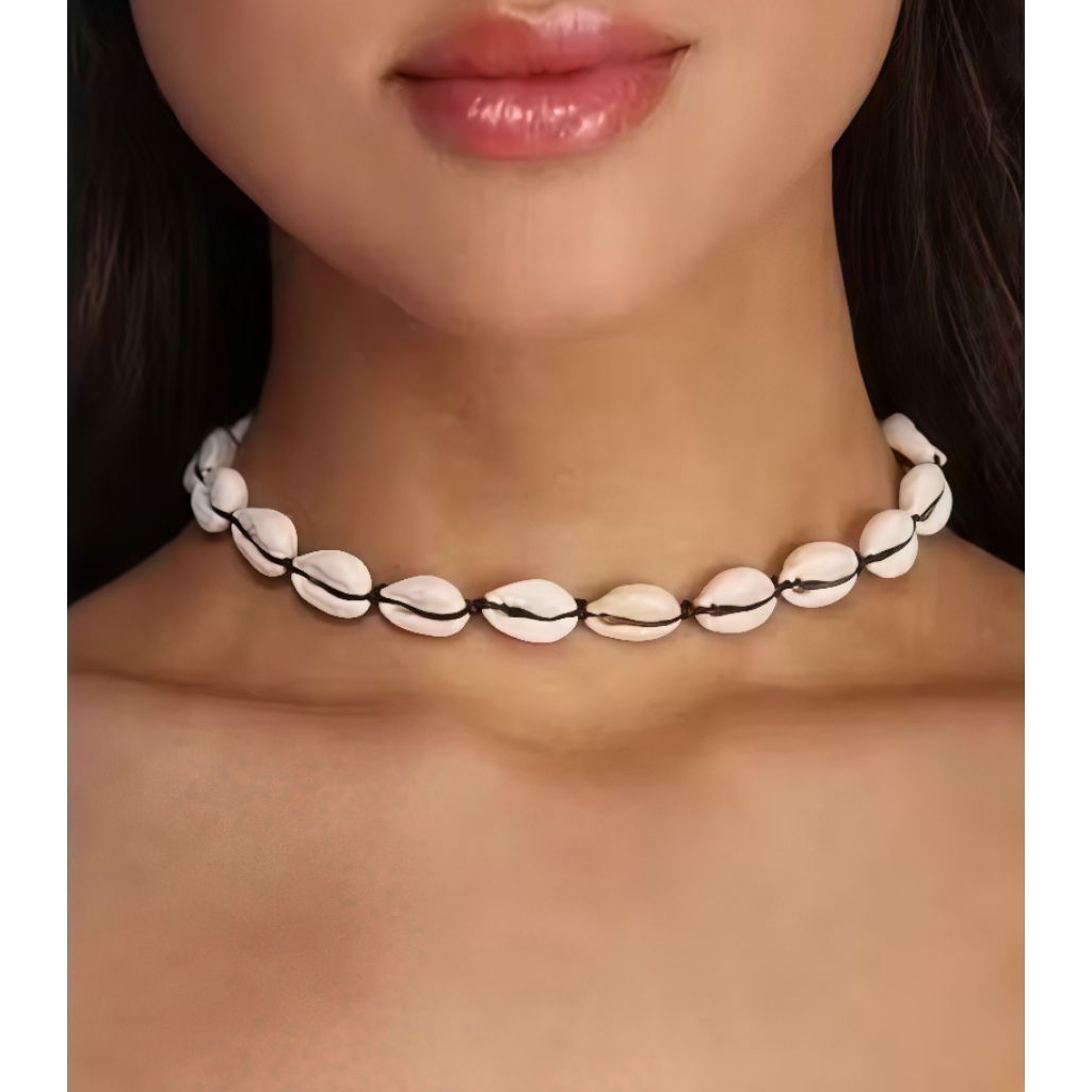 Kalung Choker Kerang Bohemian | Kalung Kerang Khas Bali | Kalung Kerang Kuwuk | Kalung Cantik | Souv