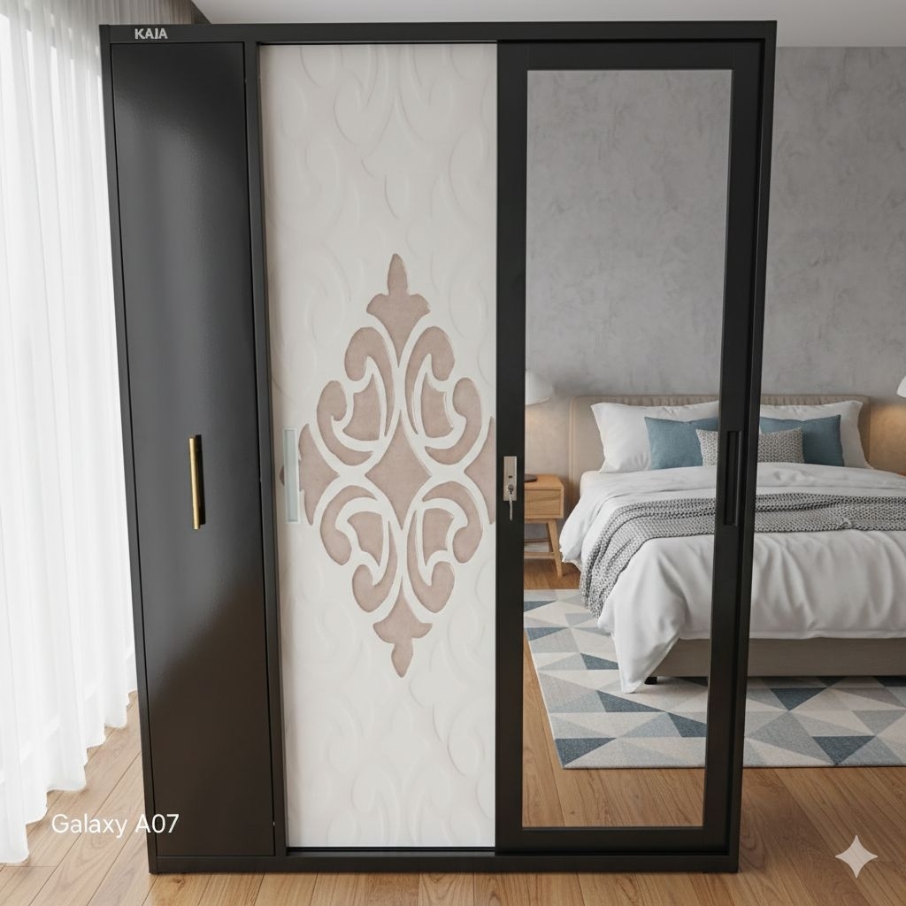Lemari pakaian besi Sliding 2pintu +Hijab hitam