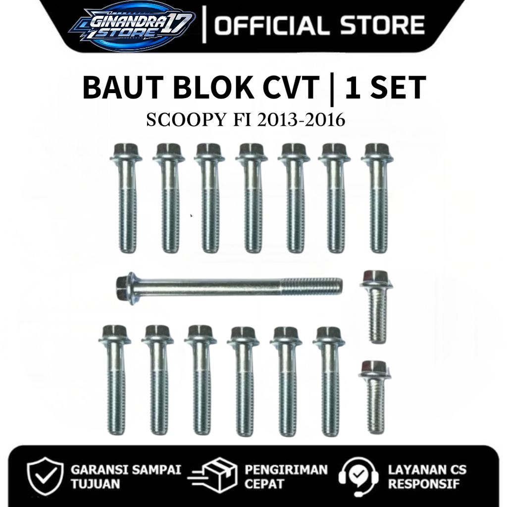 Baut Blok CVT 1 SET Honda Scoopy fi 2013-2016 / Baut CVT 1SET Motor Scoopy fi lama