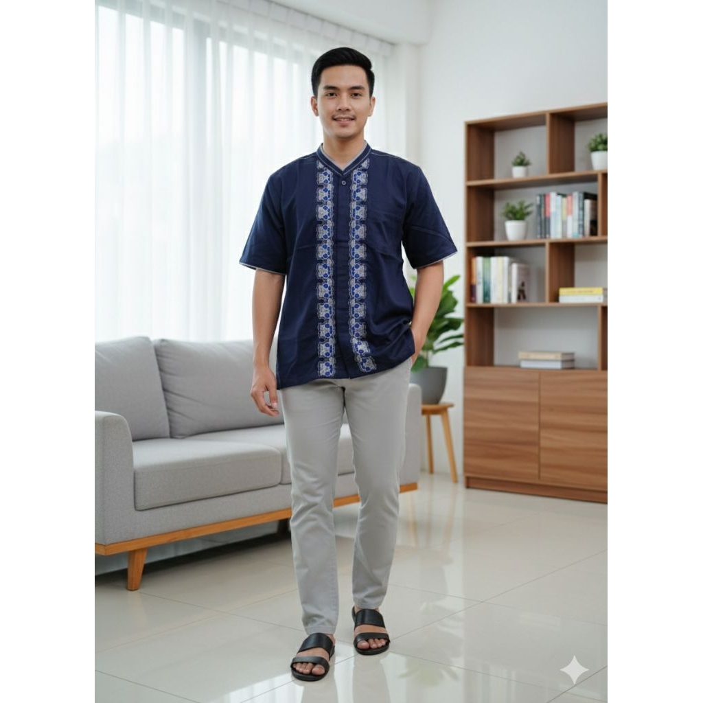 Baju Koko Lengan Pendek Bordir Premium