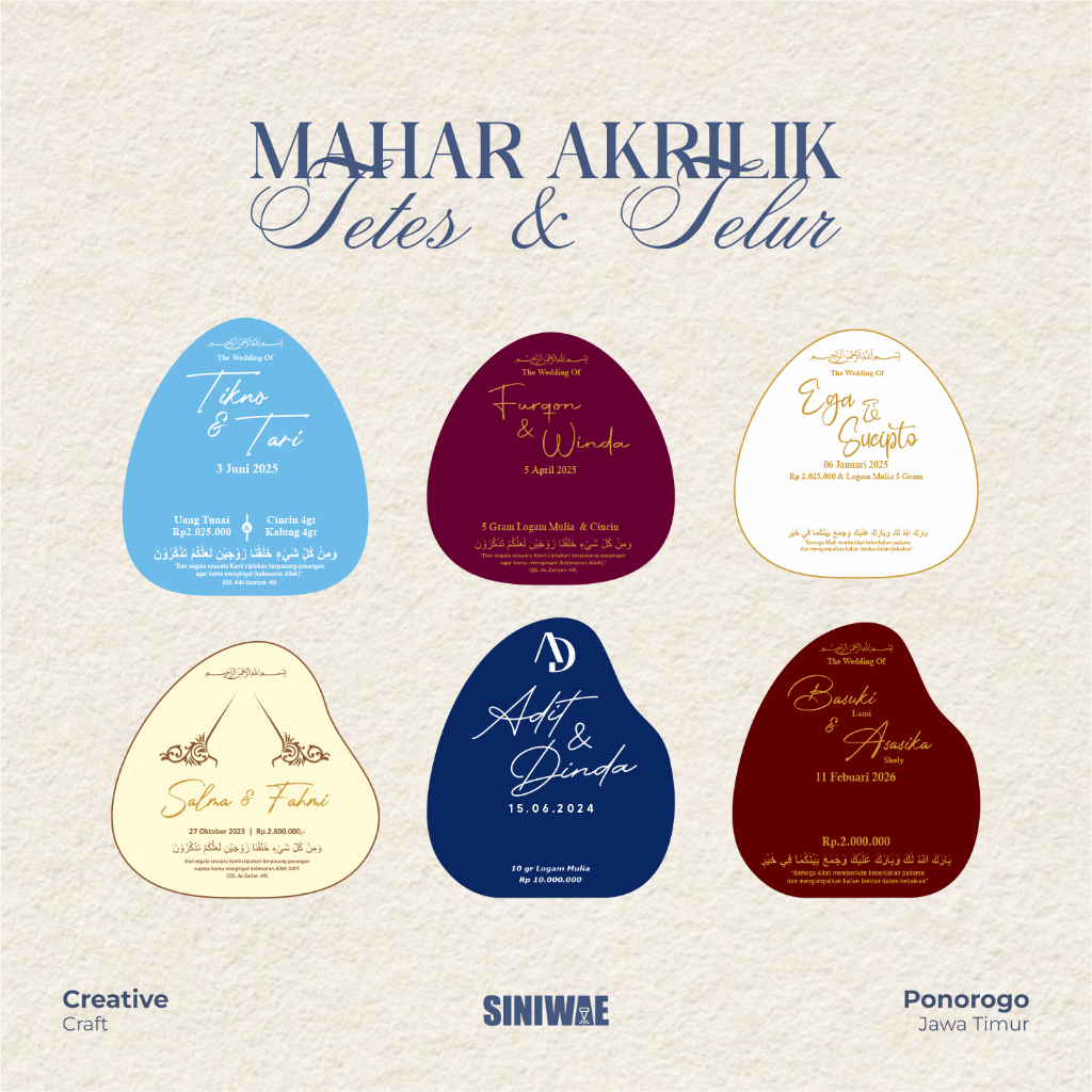 Tetes Air Mahar Akrilik Brush Acrylic Huruf Timbul Tulisan Pernikahan