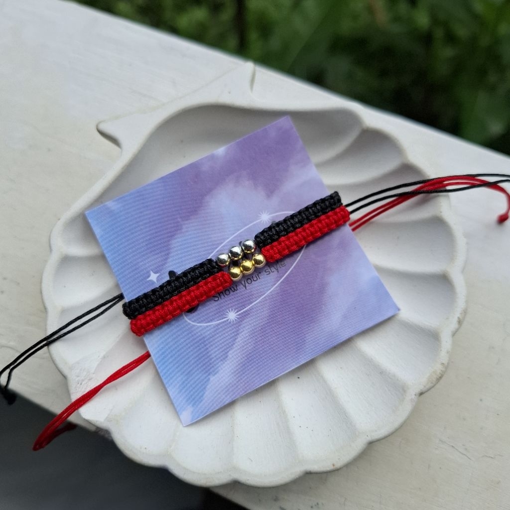 gelang pasangan feng shui simbol kesuksesan dan keberuntungan ada isi 2pcs dan 1pcs gelang rajut tal