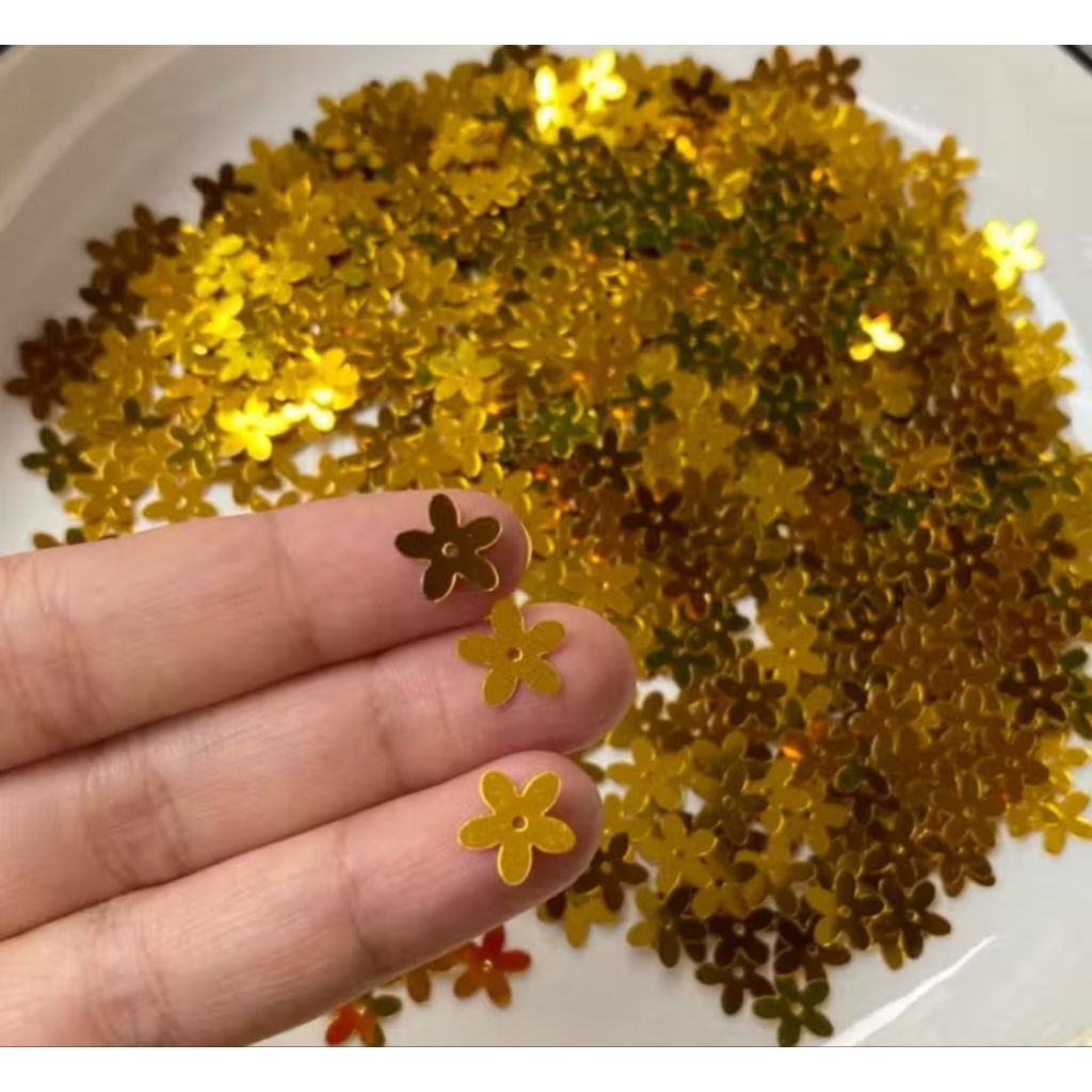 payet bunga ramboci emas perak