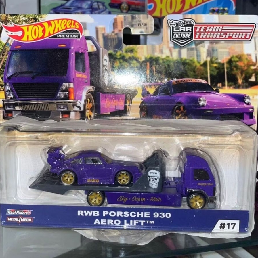 Hot Wheels team transport porsche RWB 930 aero lift purple