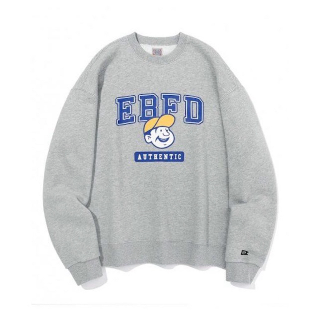 EBBETS FIELD SWEATSHIRT GRAY - Sweater Ebbets Field EBFD Authentic - EFF BETS Grey Crewneck Casual S