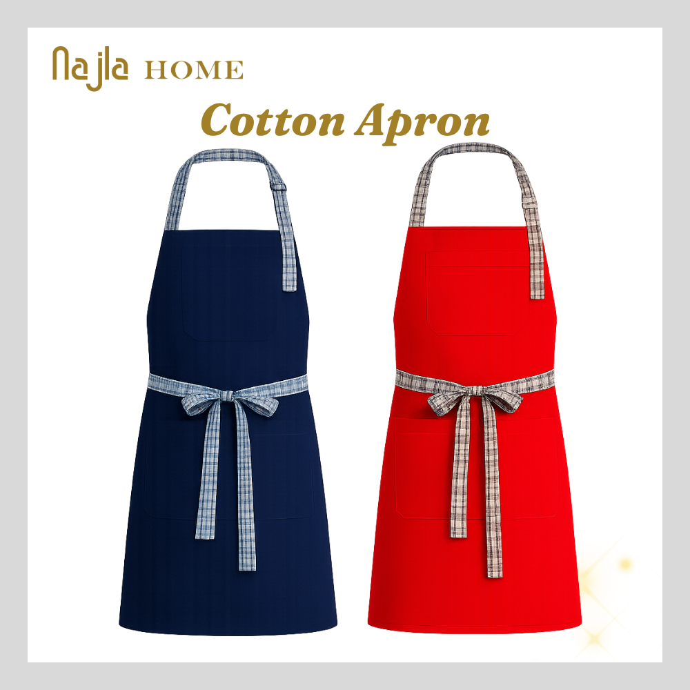NAJLA HOME - Apron Kitchen Cotton Adult All Size | Celemek Masak | Celemek Kain Tebal