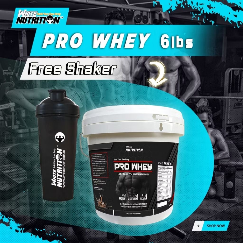 White Nutrition Whey 6lbs, Free Shaker, Pro Whey
