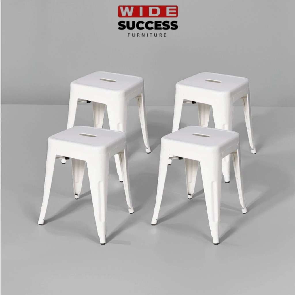 [ Set of 4 ] Putih Kursi cafe besi, tanpa sandaran, kursi Tamu, kursi Makan,luar ruangan, kursi kopi