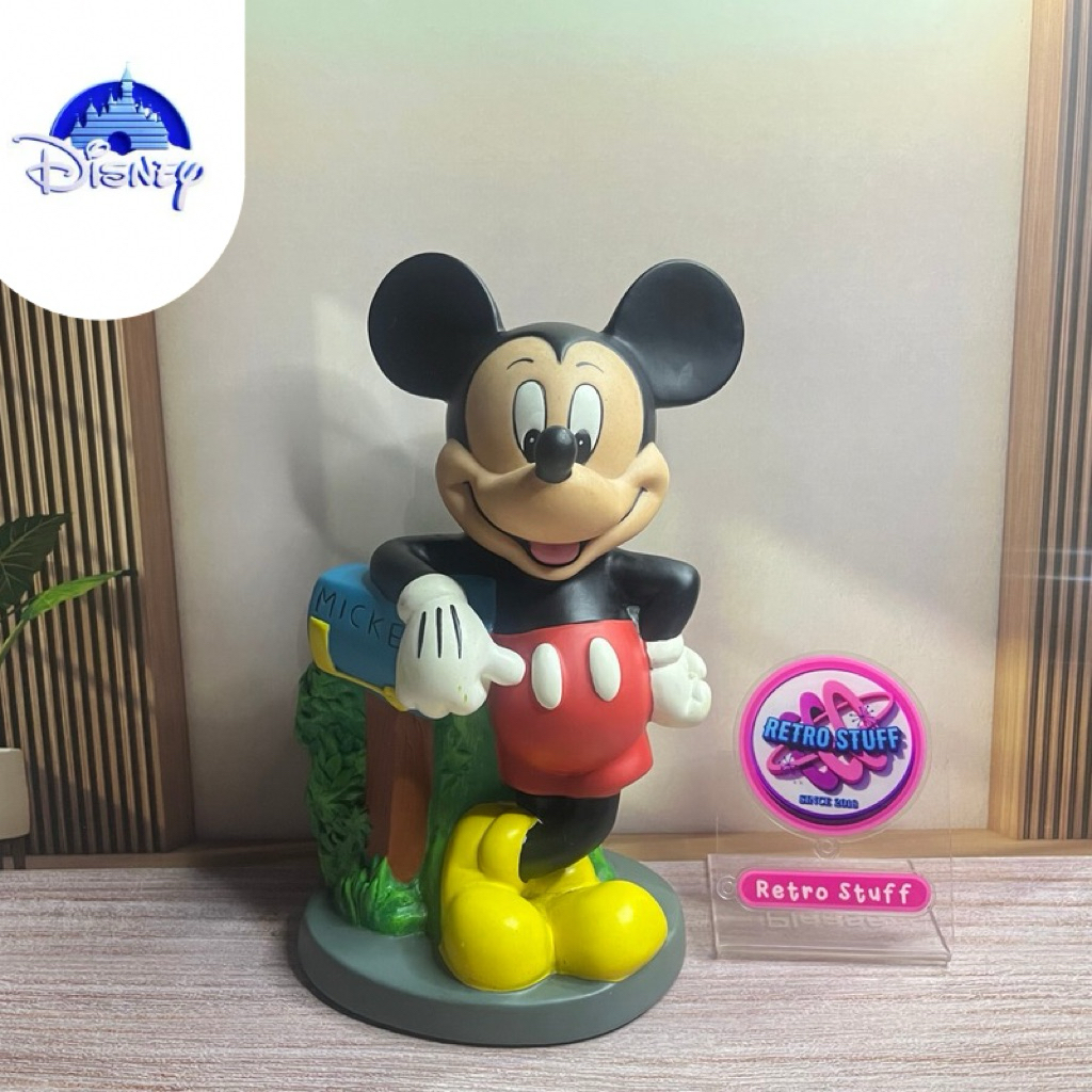Figure Vintage Disney Mickey Mouse Mail Box 22 Cm Coin Bank Piggy Bank Original