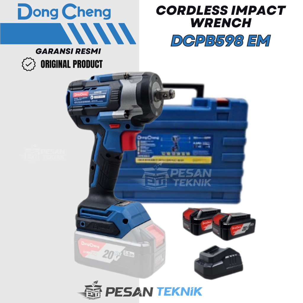Mesin Pembuka Baut Cordless Brushless Impact Wrench 598Nm 20V 1/2" DONGCHENG DCPB598 EM