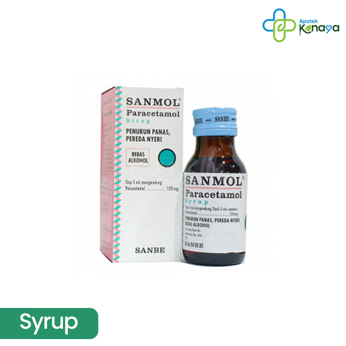 Apotek Kanaya - Sanmol Sirup Meredakan Nyeri Demam Paracetamol 120mg/5ml 60ml Anak Dewasa