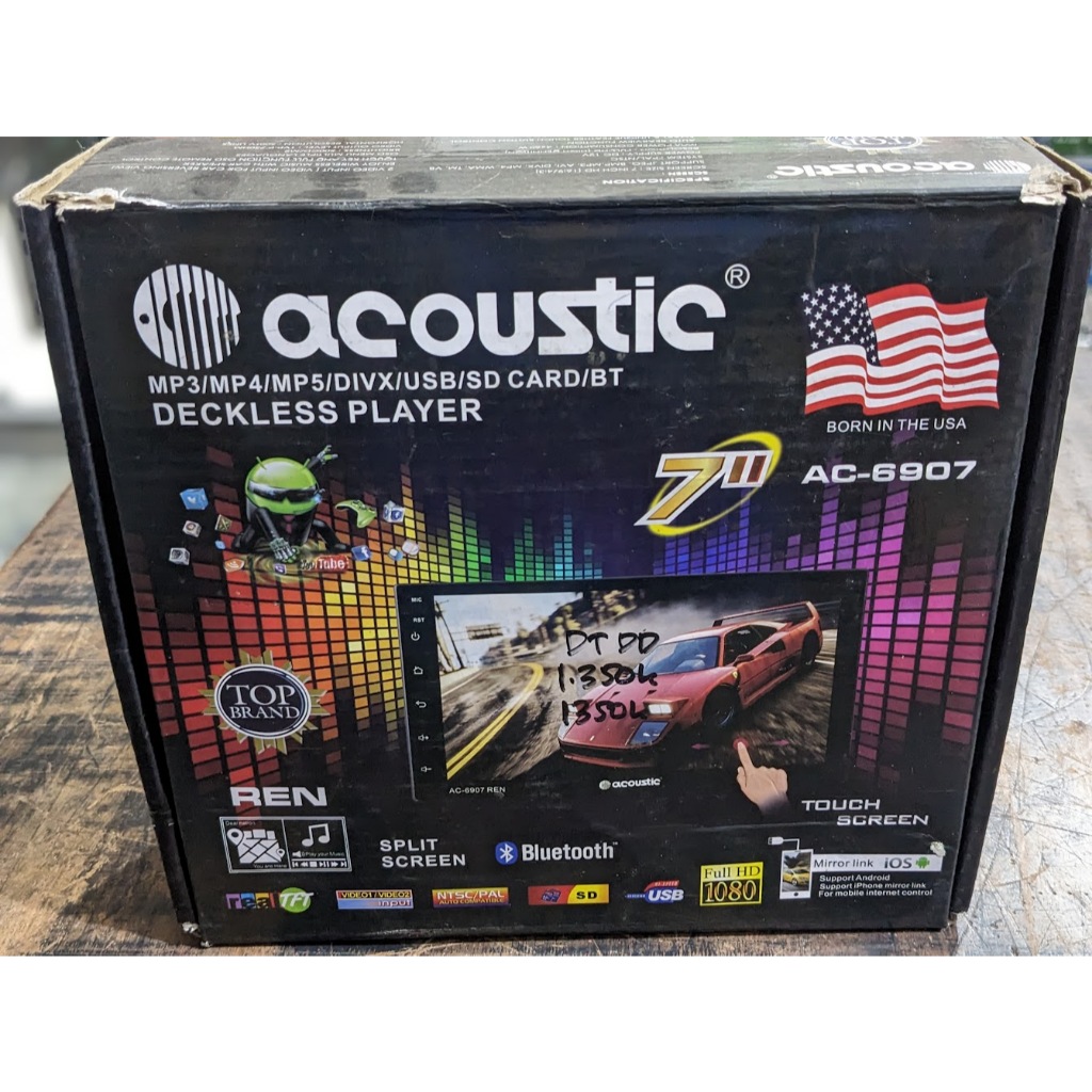 Head Unit Double Din Android Acoustic AC-6907 Ram 2Gb 7inchi