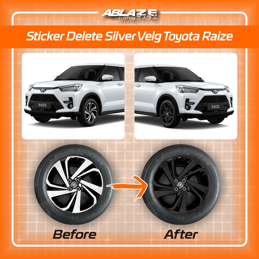 Sticker Delete silver velg Toyota Raize Ring17