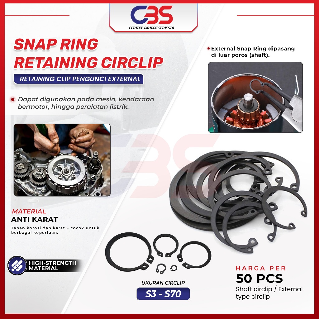 {CBS} SNAP RING S50 -s70 S-50 AS 50 mm CIRCLIP KLIP CLIP PENGUNCI SNAPRING EXTERNAL RETAINING RING