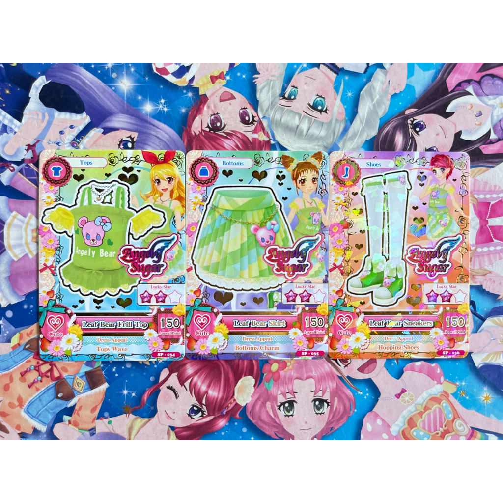Kartu Aikatsu Angely Sugar Leaf Bear Set Ichigo Hoshimiya Green Angely Bear Promotion Indonesia Kaed