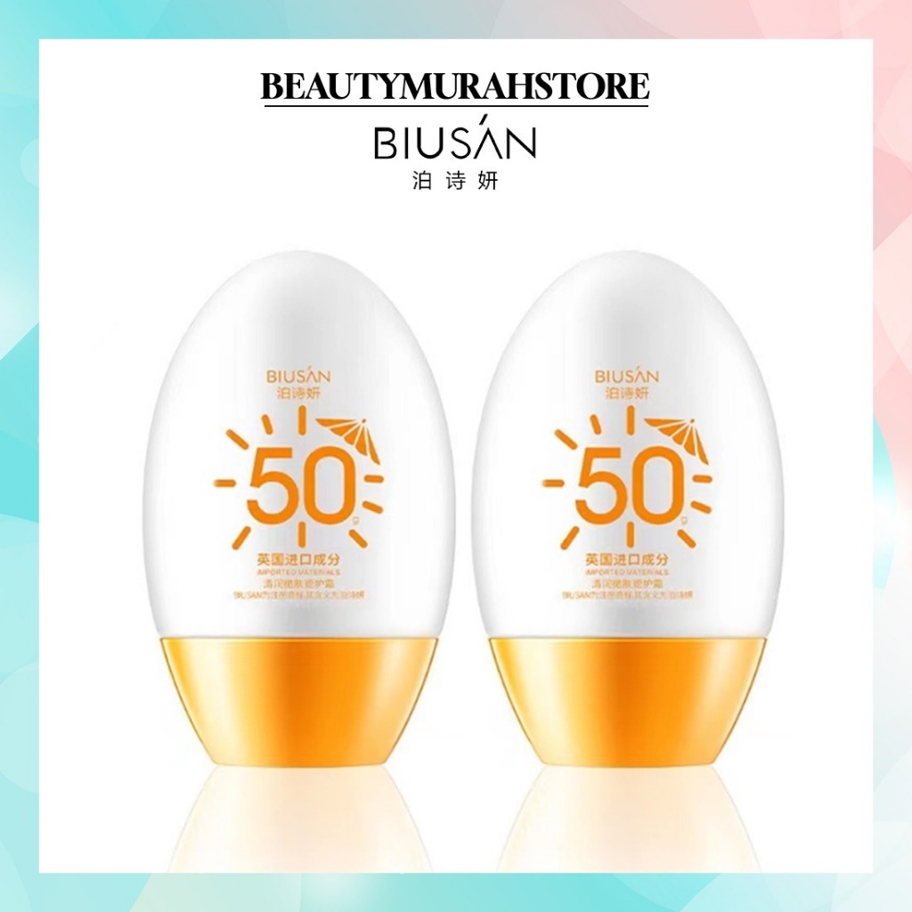 BIUSAN SUNCREEN  WAJAH  MELINDUNGI DARI SINAR MATAHARI MELEMBABKAN WAJAH SPF 50+++