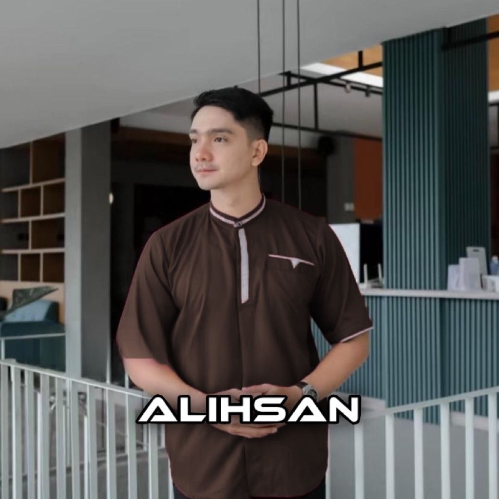 AGRA - TERBARU BAJU KOKO KURTA POLOS LENGAN PENDEK KATUN  M L XL XXL JUMBO PRIA AYAH MUSLIM LEBARAN 