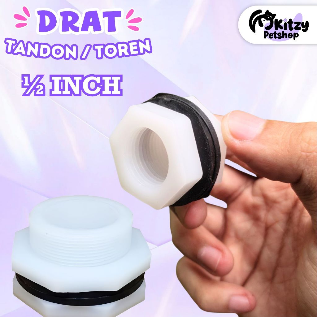 Drat Mur Tandon 1/2" Vault Vlok Verlop Ring Toren Bulkhead Putih / Mur Tandon 1/2 Inch Anti Bocor KI