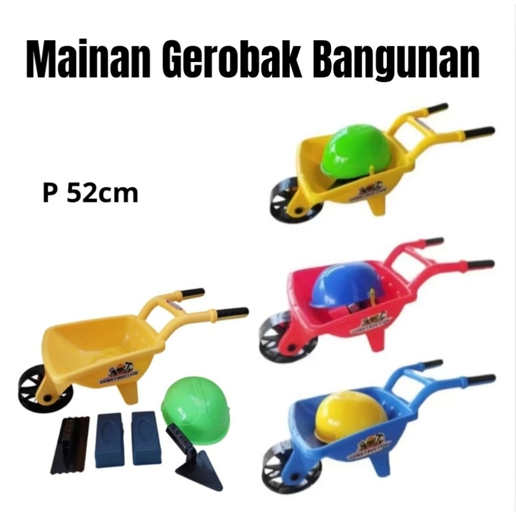 Mainan Anak Trolly Bangunan Mainan Edukatif Gerobak Tukang Pasir Aman Kuat Terbaru Cocok untuk Kado 